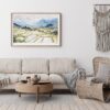 02 - Framed Sapa Valley Vietam Watercolor - Horizontal Art Print - Boho Living Room.jpg
