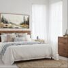 02 - Framed Warm Yellowstone with Bison Watercolor - Panorama Canvas Print - Coastal Bedroom.jpg