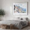 02 - Large Funchal Portugal Watercolor - Horizontal Art Print in Bedroom with Silver Metal Frame.jpg