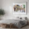 02 - Large Hoi An Vietnam Watercolor - Horizontal Art Print in Bedroom with Silver Metal Frame.jpg