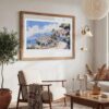 02 - Large Madeira Portugal Watercolor - Horizontal Art Print in Boho Living Room with vintage Wood frame.jpg