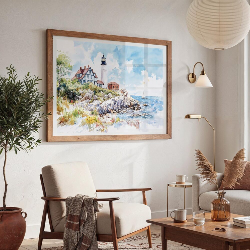 03 - 03 - Portland Maine Lighthouse Watercolor - Horizontal Art - Digital Download - Boho Living Room 2.jpg 03 - 03 - Portland Maine Lighthouse Watercolor - Horizontal Art - Digital Download - Boho Living Room 2.jpg