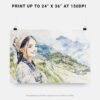 03 - 07 - Hmong Woman in Sapa Vietnam Watercolor - Horizontal Art - Digital Download - Print Size.jpg