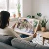 03 - A Woman Holding A Framed Hoi An Vietnam Watercolor - Horizontal Art Print.jpg