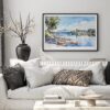 03 - Black Framed Lake Windermere Watercolor - Horizontal Art Print in Scandi Living Room Above Couch.jpg