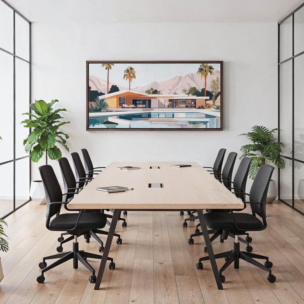 03 - Framed Abstract Midcentury Palm Springs Artwork - Panorama Canvas Print - Office.jpg 03 - Framed Abstract Midcentury Palm Springs Artwork - Panorama Canvas Print - Office.jpg