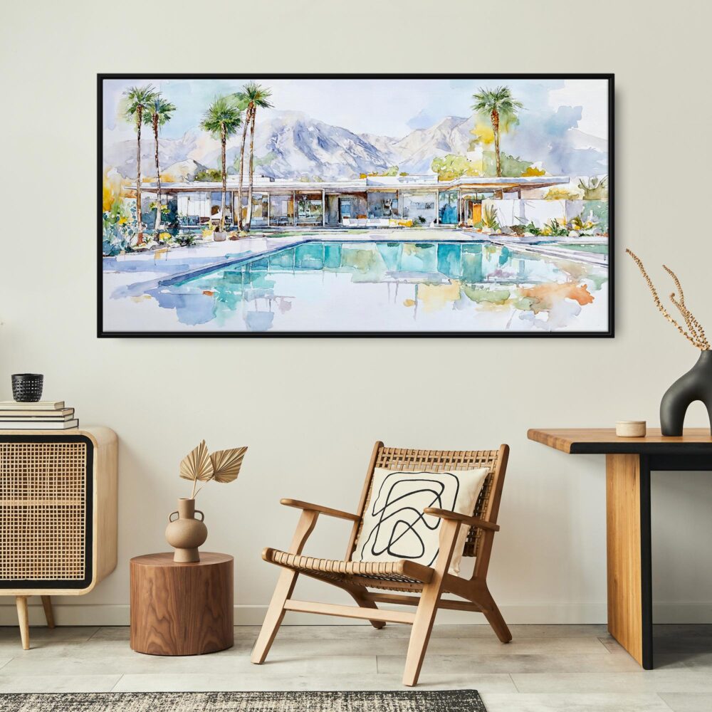 03 - Framed Abstract Midcentury Palm Springs Watercolor - Panorama Canvas Print - Boho Chair.jpg 03 - Framed Abstract Midcentury Palm Springs Watercolor - Panorama Canvas Print - Boho Chair.jpg