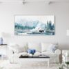 03 - Framed Cold Yellowstone Bison Watercolor - Panorama Canvas Print - Coastal Living Room.jpg