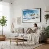 03 - Framed Los Angeles Beach Watercolor - Horizontal Canvas Print - Scandi Living Room.jpg