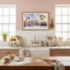 03 - Framed Los Angeles Skyline Watercolor - Horizontal Art Print in Farmhouse style Kitchen.jpg