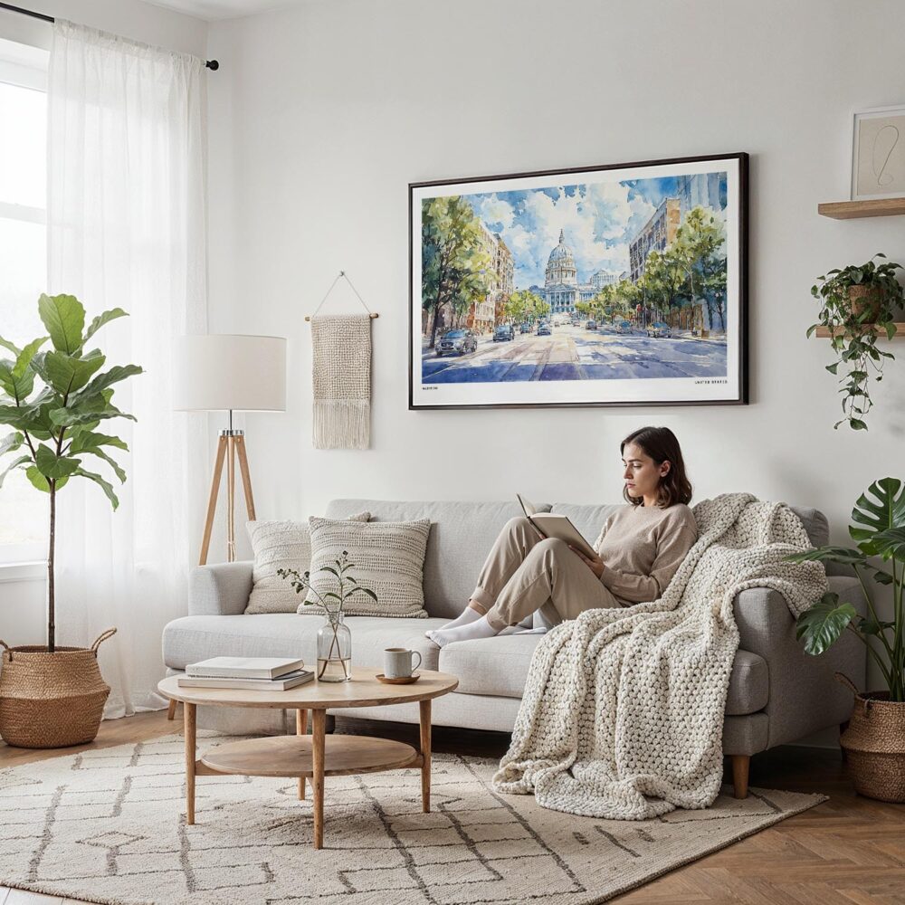 03 - Framed Madison Watercolor - Horizontal Canvas Print - Scandi Living Room.jpg 03 - Framed Madison Watercolor - Horizontal Canvas Print - Scandi Living Room.jpg