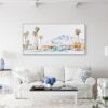 03 - Framed Minimal Palm Springs Watercolor - Panorama Canvas Print - Coastal Living Room.jpg
