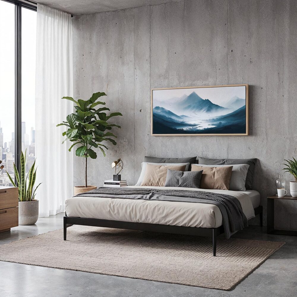 03 - Framed Misty Mountains Watercolor - Panorama Canvas Print - Modern Living Room.jpg 03 - Framed Misty Mountains Watercolor - Panorama Canvas Print - Modern Living Room.jpg