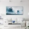 03 - Framed Misty Olympic National Park Watercolor - Panorama Canvas Print - Coastal Living Room.jpg