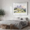 03 - Large Dolomites Watercolor - Horizontal Art Print in Bedroom with Silver Metal Frame.jpg