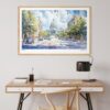 03 - Madison Watercolor - Horizontal Art Print in Natural Wood Frame above work desk.jpg
