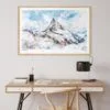 03 - Matterhorn Watercolor - Horizontal Art Print in Natural Wood Frame above work desk.jpg