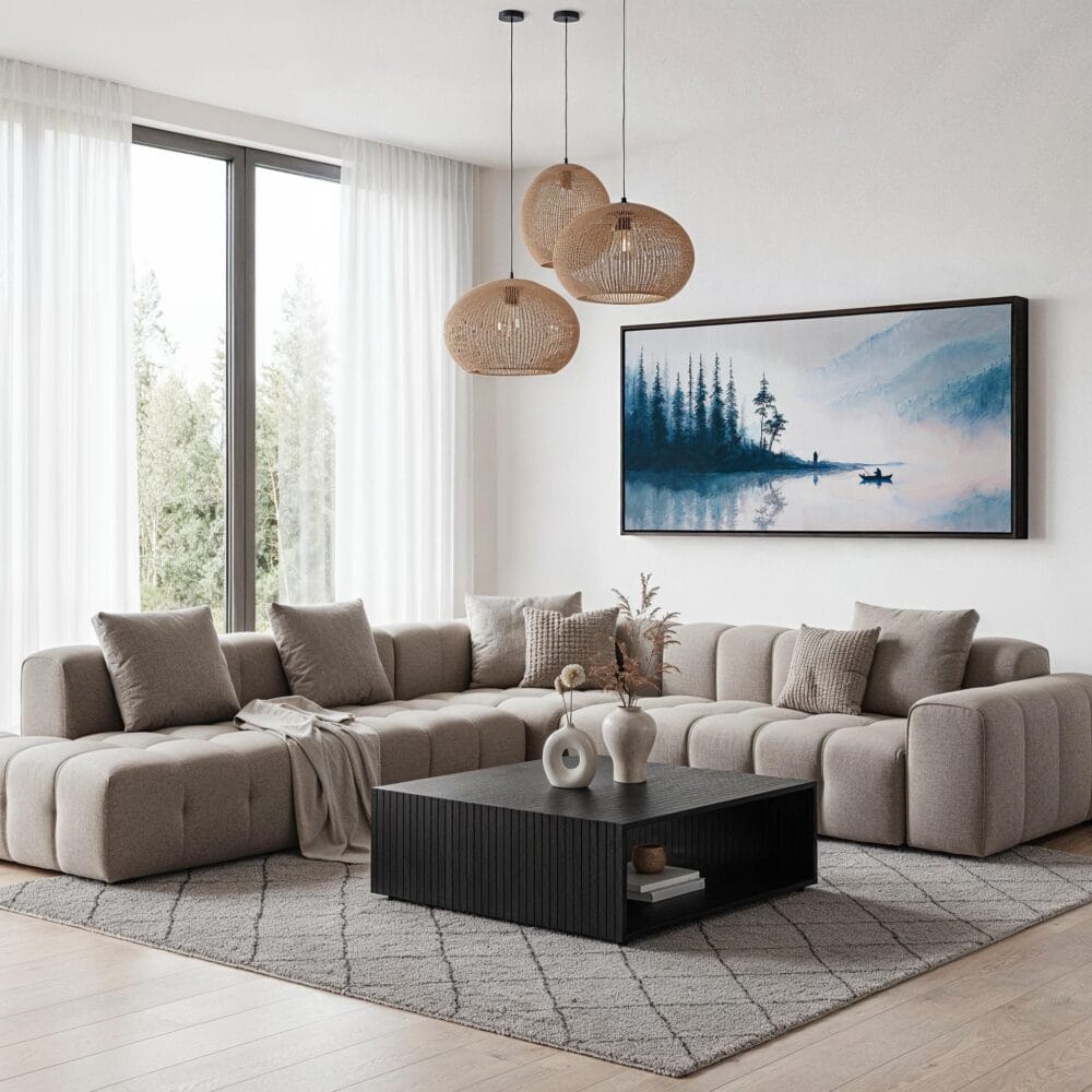 03 - Morning Fishing Watercolor - Panorama Canvas Print with Black Floater Frame - Modern Living Room.jpg 03 - Morning Fishing Watercolor - Panorama Canvas Print with Black Floater Frame - Modern Living Room.jpg