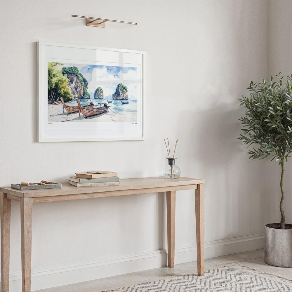 03 - Phuket Thailand Watercolor - Horizontal Art Print in Hallway with White Frame.jpg 03 - Phuket Thailand Watercolor - Horizontal Art Print in Hallway with White Frame.jpg