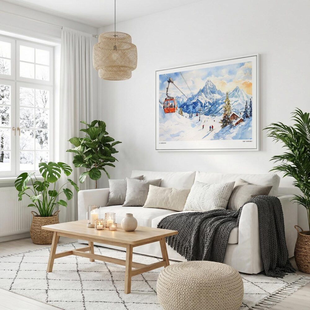 03 - Skiing in Grindelwald Watercolor - Horizontal Canvas Print with White Floater Frame in modern Scandi Living Room.jpg 03 - Skiing in Grindelwald Watercolor - Horizontal Canvas Print with White Floater Frame in modern Scandi Living Room.jpg