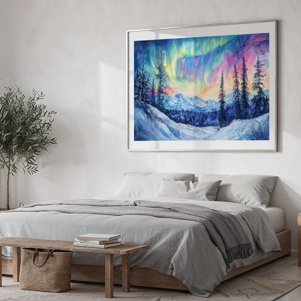 04 - 04 - Fairbanks Alaska Northern Lights Watercolor - Horizontal Art - Digital Download - Bedroom.jpg 04 - 04 - Fairbanks Alaska Northern Lights Watercolor - Horizontal Art - Digital Download - Bedroom.jpg