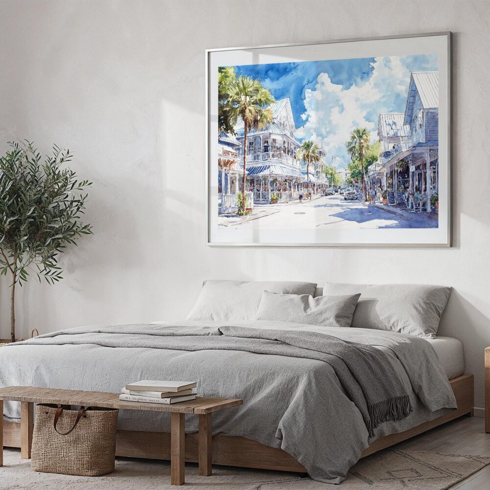 04 - 04 - Key West Florida Duval Street Watercolor - Horizontal Art - Digital Download - Bedroom.jpg 04 - 04 - Key West Florida Duval Street Watercolor - Horizontal Art - Digital Download - Bedroom.jpg