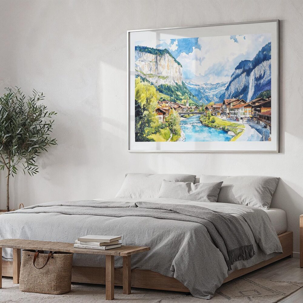 04 - 04 - Lauterbrunnen Watercolor - Horizontal Art - Digital Download - Bedroom.jpg 04 - 04 - Lauterbrunnen Watercolor - Horizontal Art - Digital Download - Bedroom.jpg