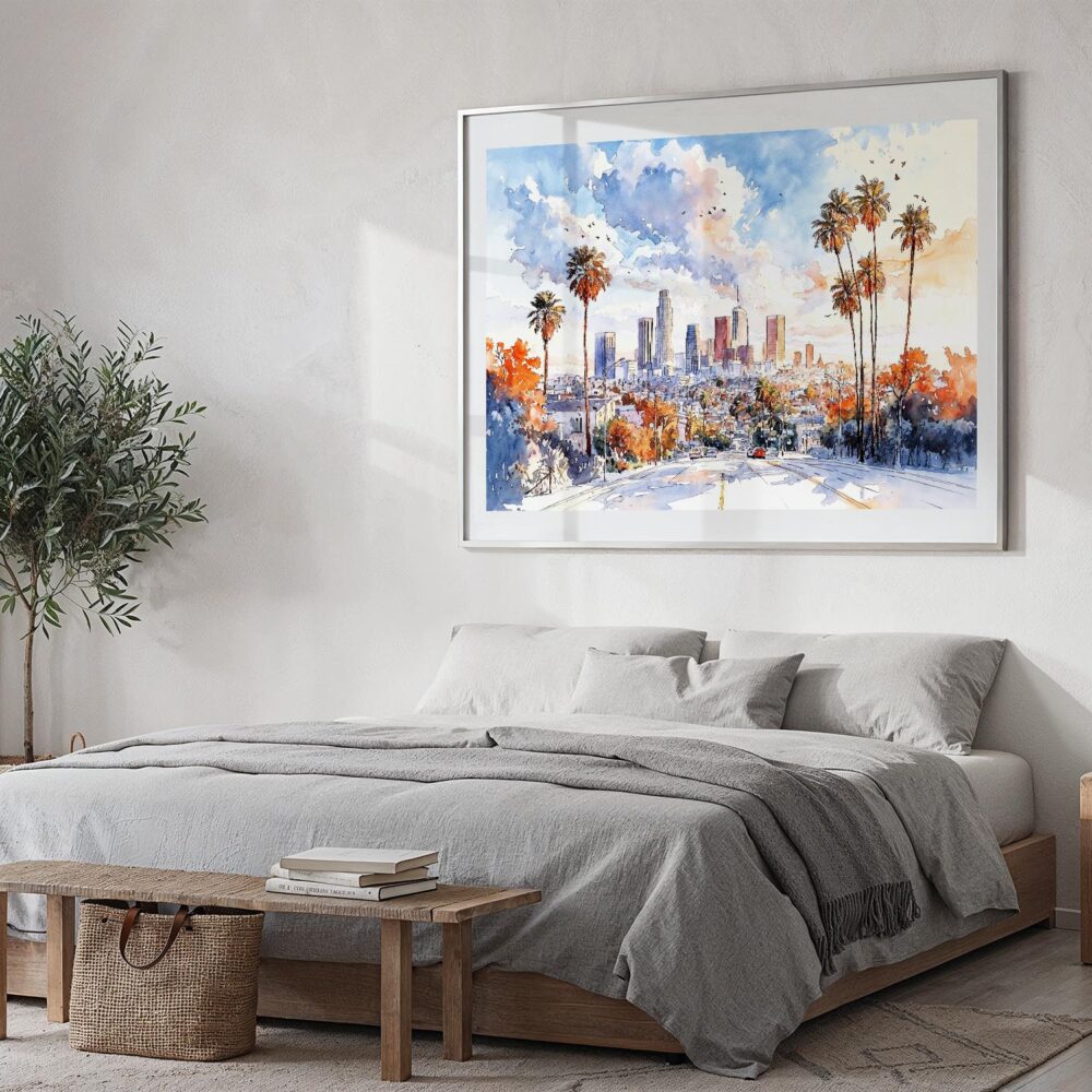 04 - 04 - Los Angeles Skyline Watercolor - Horizontal Art - Digital Download - Bedroom.jpg 04 - 04 - Los Angeles Skyline Watercolor - Horizontal Art - Digital Download - Bedroom.jpg