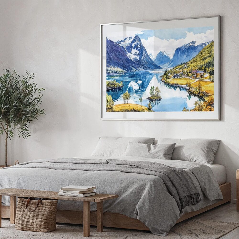 04 - 04 - Norway Fjords Watercolor - Horizontal Art - Digital Download - Bedroom.jpg 04 - 04 - Norway Fjords Watercolor - Horizontal Art - Digital Download - Bedroom.jpg