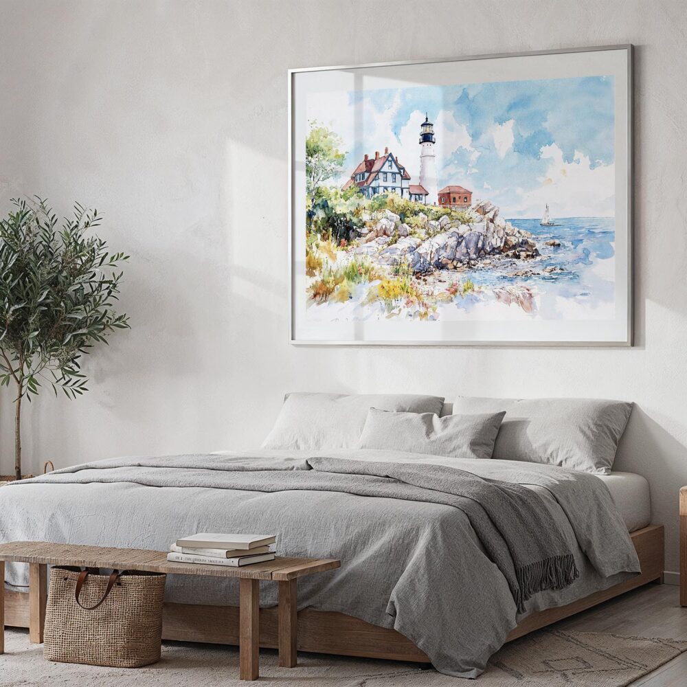 04 - 04 - Portland Maine Lighthouse Watercolor - Horizontal Art - Digital Download - Bedroom.jpg 04 - 04 - Portland Maine Lighthouse Watercolor - Horizontal Art - Digital Download - Bedroom.jpg