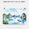 04 - 07 - Ha Long Vietnam Watercolor - Horizontal Art - Digital Download - Print Size.jpg