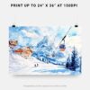 04 - 07 - Skiing in Swiss Alps Watercolor - Horizontal Art - Digital Download - Print Size.jpg