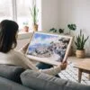 04 - A Woman Holding A Framed Madeira Portugal Watercolor - Horizontal Art Print.jpg