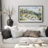 04 - Black Framed Ubud Bali Watercolor - Horizontal Art Print in Scandi Living Room Above Couch.jpg