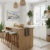 04 - Copenhagen Denmark Harbor Watercolor - Horizontal Canvas Print with Natural Floater Frame in Kitchen.jpg