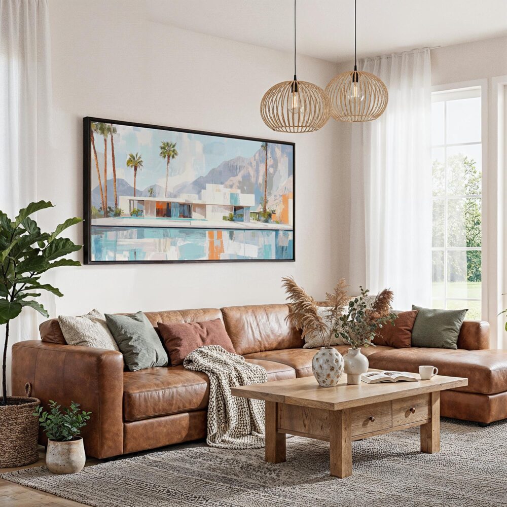 04 - Framed Abstract Geometric Palm Springs Artwork - Panorama Canvas Print - Living Room.jpg 04 - Framed Abstract Geometric Palm Springs Artwork - Panorama Canvas Print - Living Room.jpg