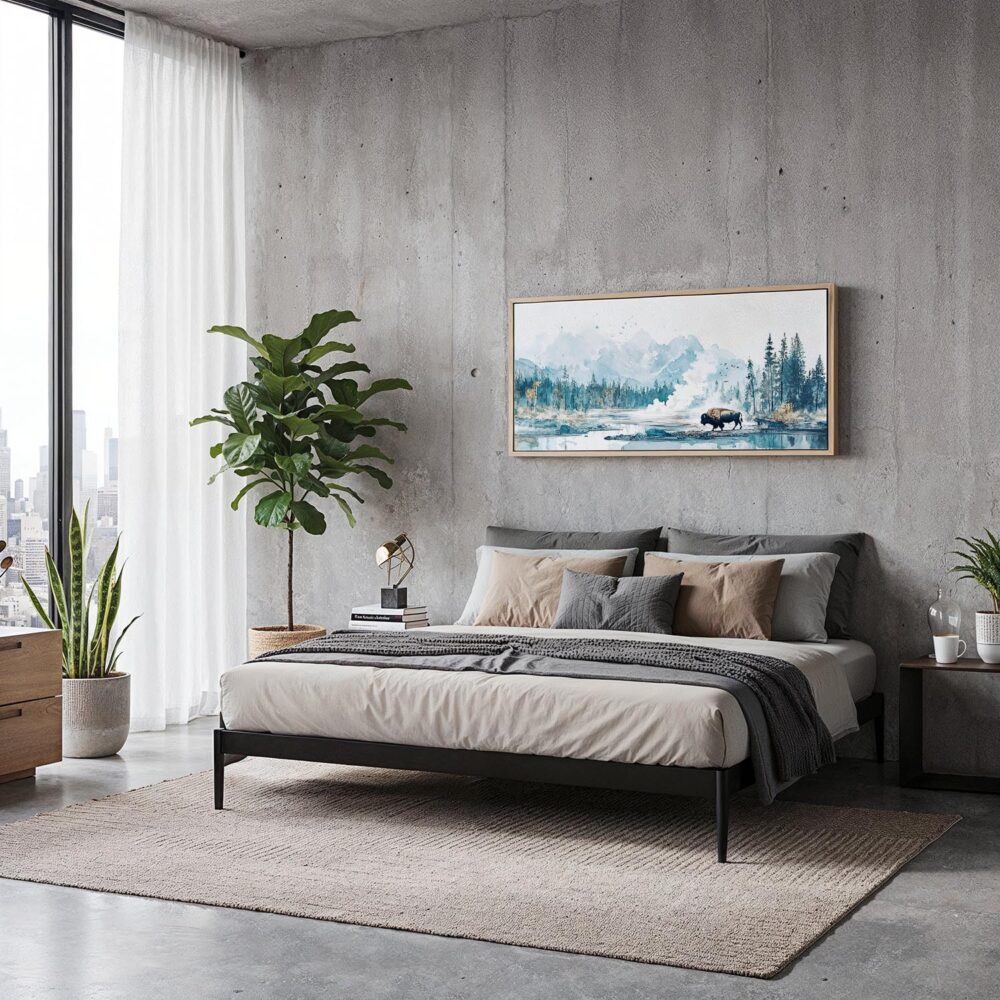 04 - Framed Cold Yellowstone Bison Watercolor - Panorama Canvas Print - Modern Living Room.jpg 04 - Framed Cold Yellowstone Bison Watercolor - Panorama Canvas Print - Modern Living Room.jpg