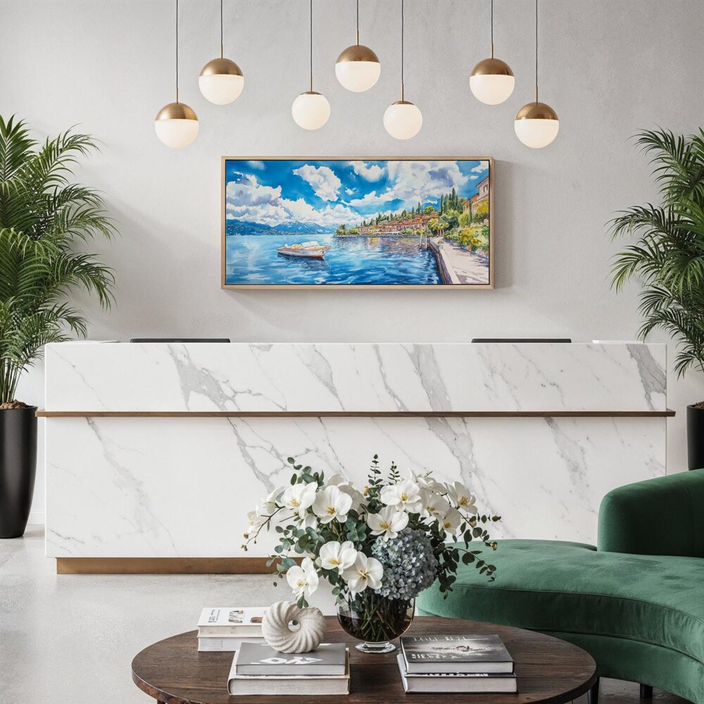 04 - Framed Lake Como Italy Watercolor - Panorama Canvas Print - Hotel Lobby.jpg 04 - Framed Lake Como Italy Watercolor - Panorama Canvas Print - Hotel Lobby.jpg