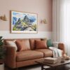 04 - Framed Machu Picchu Watercolor - Horizontal Art Print hanging in Boho Living Room.jpg