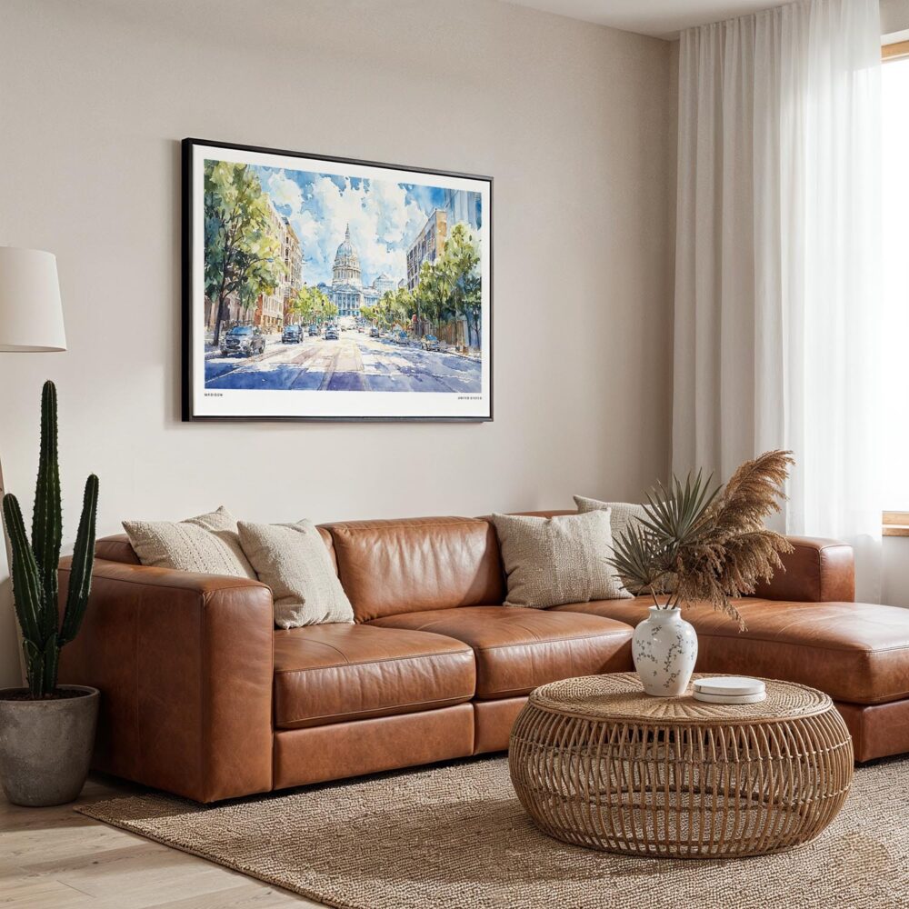 04 - Framed Madison Watercolor - Horizontal Canvas Print - Boho Living Room.jpg 04 - Framed Madison Watercolor - Horizontal Canvas Print - Boho Living Room.jpg