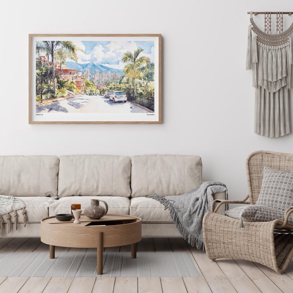 04 - Framed Medellin Watercolor - Horizontal Art Print - Boho Living Room.jpg 04 - Framed Medellin Watercolor - Horizontal Art Print - Boho Living Room.jpg
