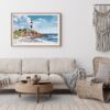 04 - Framed Montauk point lighthouse Watercolor - Horizontal Art Print - Boho Living Room.jpg