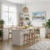 04 - Framed Palm Springs Watercolor - Horizontal Canvas Print in Modern Kitchen.jpg