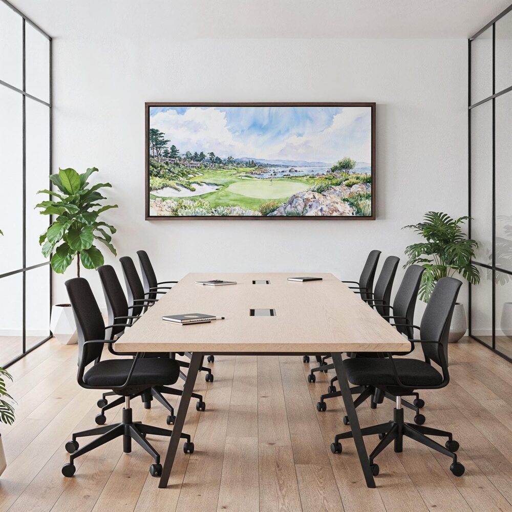 04 - Framed Pebble Beach Watercolor - Panorama Canvas Print - Office.jpg 04 - Framed Pebble Beach Watercolor - Panorama Canvas Print - Office.jpg