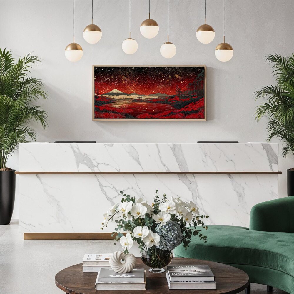 04 - Framed Red Japan Kusama Inspired Art - Panorama Canvas Print - Hotel Lobby.jpg 04 - Framed Red Japan Kusama Inspired Art - Panorama Canvas Print - Hotel Lobby.jpg