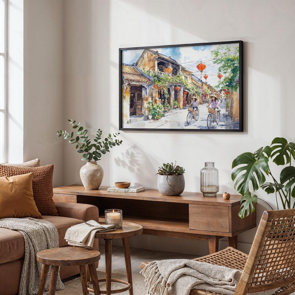 05 - 02 - Hoi An Vietnam Watercolor - Horizontal Art - Digital Download - Boho Living Room.jpg 05 - 02 - Hoi An Vietnam Watercolor - Horizontal Art - Digital Download - Boho Living Room.jpg