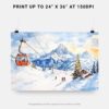 05 - 07 - Skiing in Grindelwald Watercolor - Horizontal Art - Digital Download - Print Size.jpg