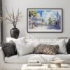 05 - Black Framed Key West Florida Duval Street Watercolor - Horizontal Art Print in Scandi Living Room Above Couch.jpg