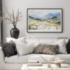 05 - Black Framed Sapa Valley Vietam Watercolor - Horizontal Art Print in Scandi Living Room Above Couch.jpg