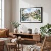 05 - Framed Cotswolds England Watercolor - Horizontal Art Print in Boho Living Room.jpg